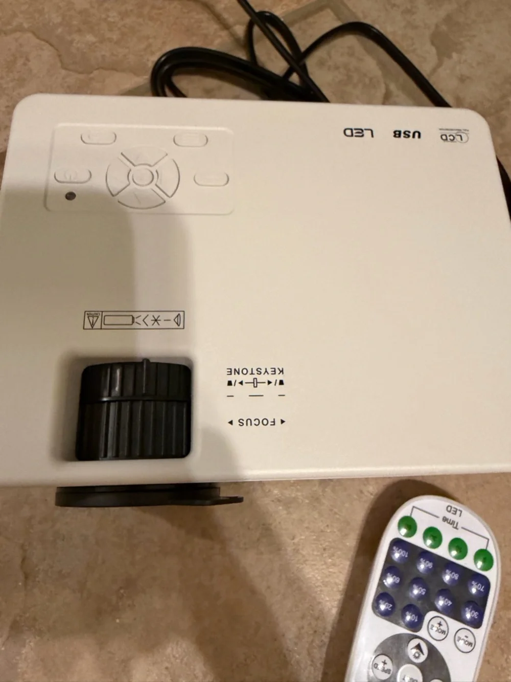 Compact White Mini Projector with Remote - Picture 2 of 6